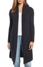 Women's Halogen Long Ribbed Cashmere Cardigan /small - Grey