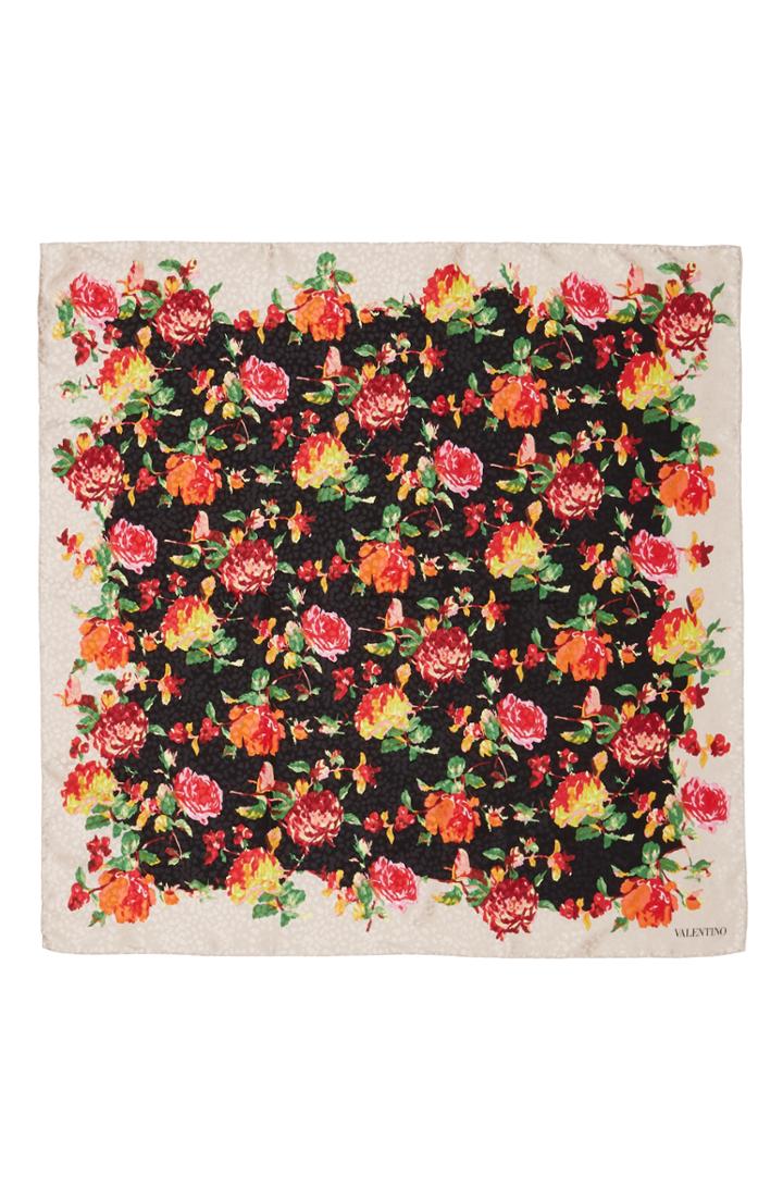 Women's Valentino Garavani Rose Bud Silk Foulard Scarf