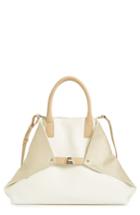 Akris 'ai Medium Messenger' Tricolor Leather Tote - Beige