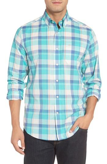 Men's Southern Tide Green Cay Plaid Sport Shirt - Green