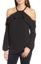Women's Michael Michael Kors Cold Shoulder Ruffle Top - Black