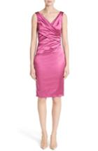 Women's Talbot Runhof Pleat Wrap Stretch Satin Sheath Dress