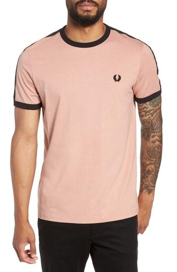 Men's Fred Perry Tonal Tape T-shirt - Coral