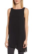 Women's Eileen Fisher Asymmetrical Silk Tank, Size - Black