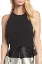 Women's Eliza J Cross Back Crepe Crop Top - Black