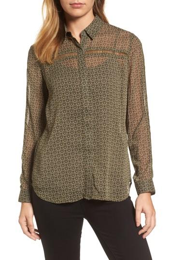 Women's Kut From The Kloth Eve Print Semi-sheer Blouse - Green