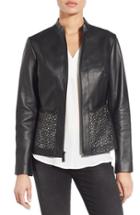 Women's Elie Tahari Laser Cut Leather Jacket