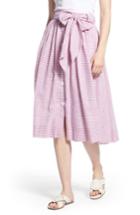 Women's 1901 Bow Button Up Stripe Skirt - Pink