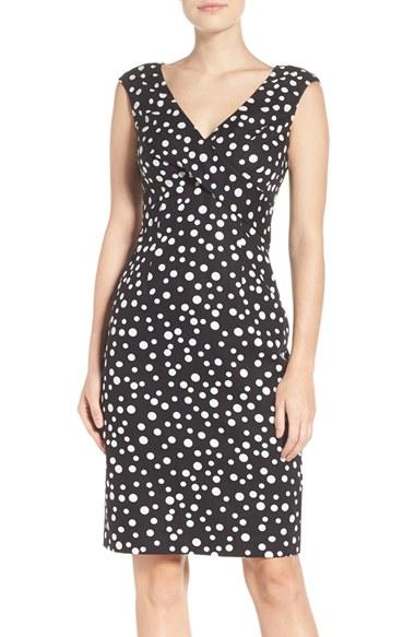 Women's Adrianna Papell Polka Dot Sheath Dress