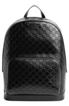 Men's Gucci Embossed Leather Backpack - Black