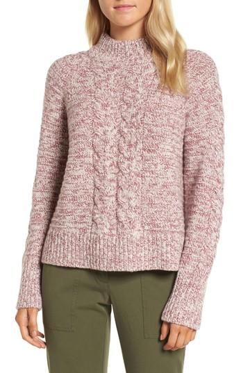Women's Nordstrom Signature Cashmere Cable Knit Sweater - Burgundy