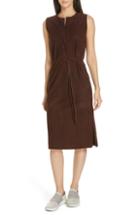 Women's Vince Sleeveless Belted Suede Dress - Brown
