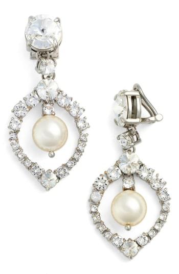 Women's Miu Miu 'classic' Crystal & Faux Pearl Drop Earrings