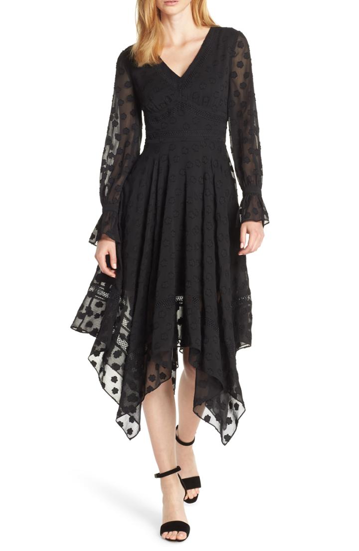Women's Ever New Misha Clip Dot Handkerchief Hem Dress - Black