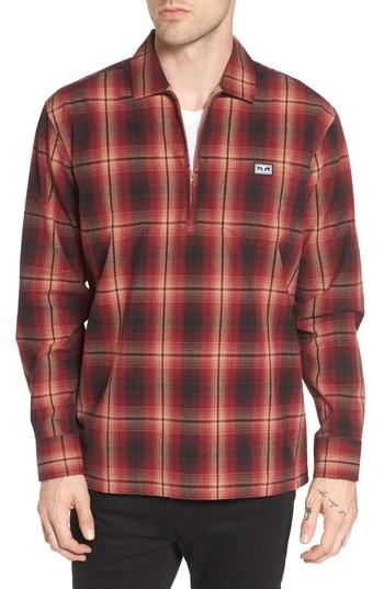 Men's Obey Loose Moves Zip Shirt, Size - Burgundy