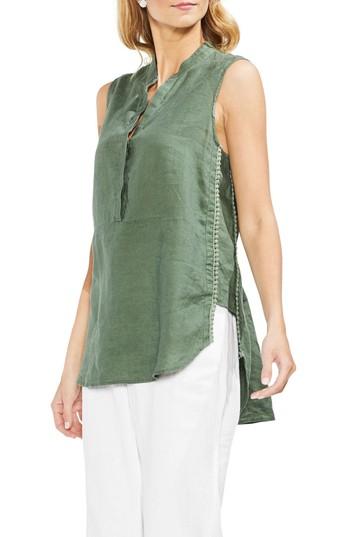 Women's Vince Camuto Bobble Dot Linen Blouse, Size - Green
