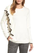 Women's Halogen Asymmetrical Ruffle Sweater, Size - Ivory