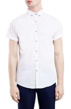 Men's Topman Short Sleeve Sport Shirt - White