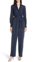 Women's L'agence Justine Crocodile Print Silk Jumpsuit - Blue