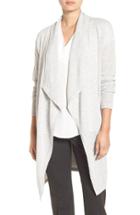 Women's Halogen Cashmere Long Drape Front Cardigan, Size - Grey