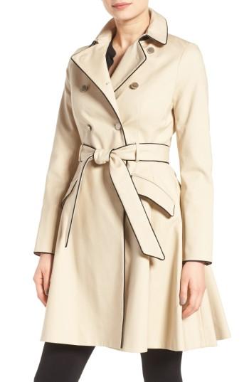Women's Ted Baker London Piped Belted A-line Macintosh Coat - Beige