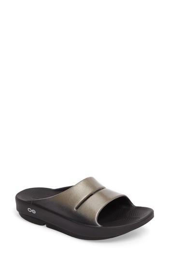 Women's Oofos Ooahh Luxe Sport Slide Sandal M - Black