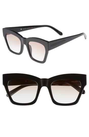 Women's Karen Walker Treasure 52mm Cat Eye Sunglasses - Shiny Black/ Brown