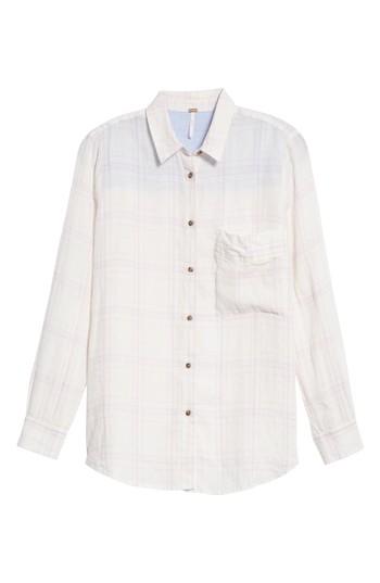Women's Free People No Limits Plaid Linen Shirt - Purple