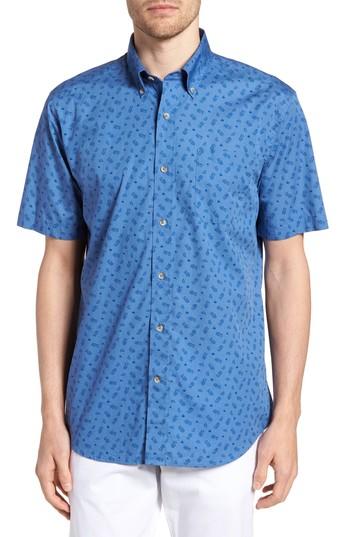 Men's Southern Tide Island Vives Regular Fit Sport Shirt, Size - Blue