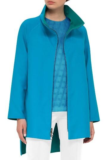 Women's Akris Double Face Bicolor Reversible Parka - Blue/green