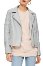 Women's Topshop Rosa Biker Jacket Us (fits Like 0) - Grey