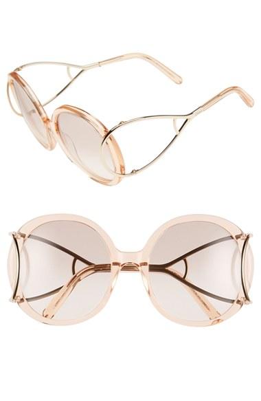 Women's Chloe 'jackson' 56mm Round Sunglasses - Peach
