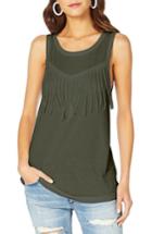 Women's Michael Stars Brixton Fringe Tank, Size - Green