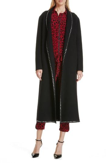 Women's Robert Rodriguez Studded Wool Blend Coat - Black