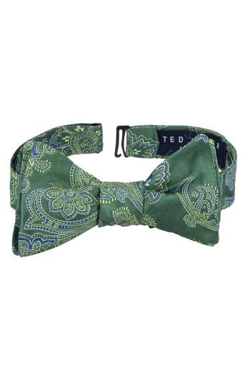 Men's Ted Baker London Downtown Paisley Silk Bow Tie, Size - Green