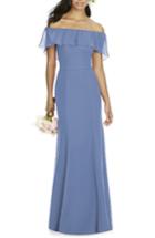 Women's Social Bridesmaids Ruffle Off The Shoulder Chiffon Gown