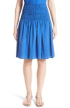 Women's Akris Smocked Ruffle Skirt - Blue