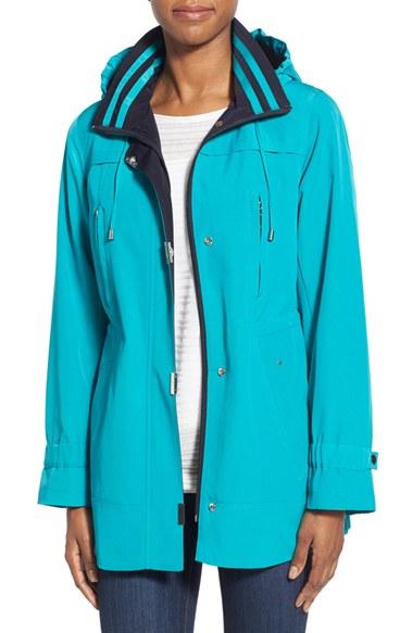 Women's Gallery Two-tone Silk Look Anorak - Green