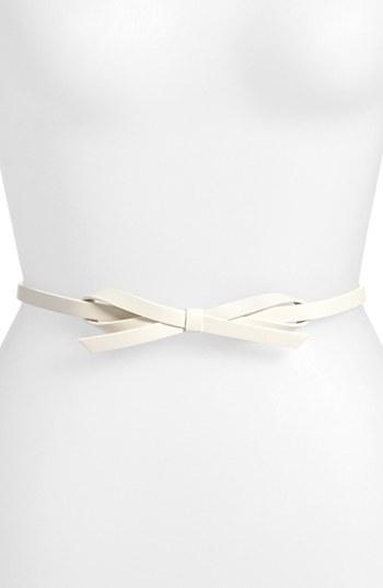 Hinge 'skinny Bow' Belt Cream Egret