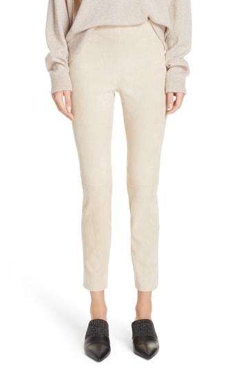 Women's Vince Stretch Suede Ankle Pants - Beige
