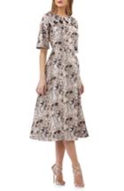 Women's Kay Unger Flower Button Fit & Flare Midi Dress - Beige