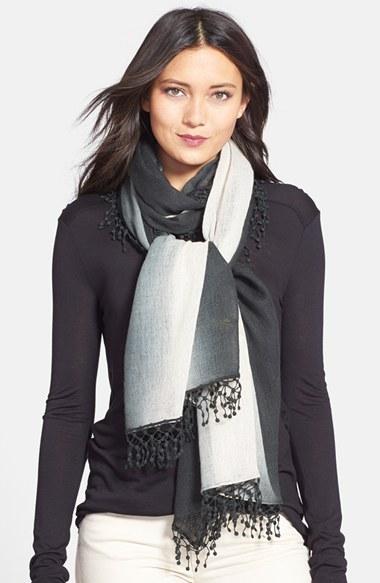 Women's La Fiorentina 'ombre Lace' Cashmere Scarf, Size - Grey