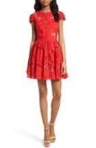 Women's Alice + Olivia Karen Eyelet Embroidered Party Dress - Red