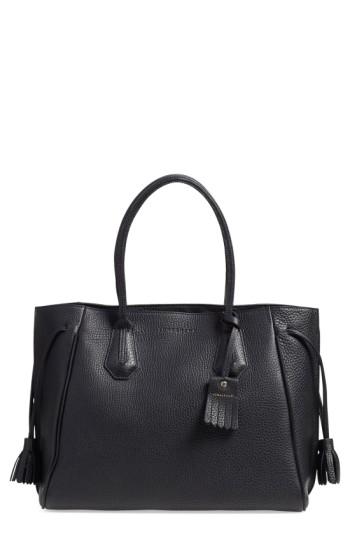 Longchamp 'penelope' Tassel Drawstring Leather Tote - Blue