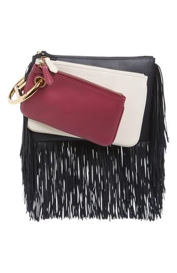 Fendi Triplette Set Of Three Leather Pouches - Red