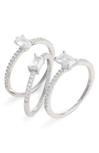 Women's Nordstrom Set Of 3 Mix Shape Cubic Zirconia Rings