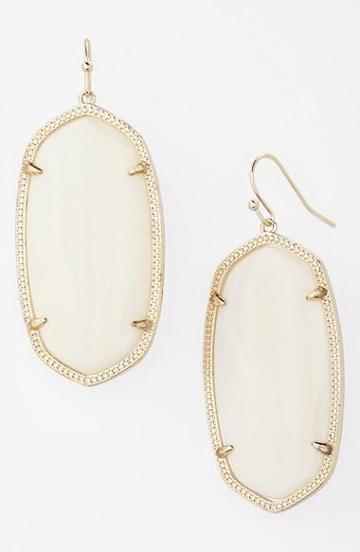 Kendra Scott 'danielle - Large' Oval Statement Earrings White Mother Of Pearl