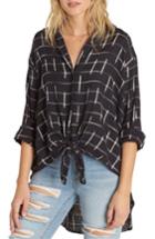 Women's Billabong Cozy Nights Tie Front Shirt - Black