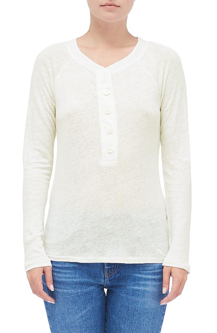 Women's Stateside Linen Henley - White
