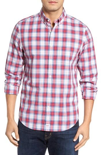 Men's Vineyard Vines Murray Bucklin Point Slim Fit Plaid Sport Shirt, Size - Red